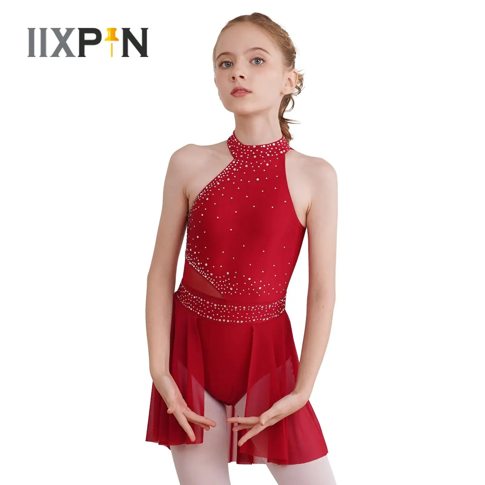 

Kids Girls Ballet Leotard Dancewear Sleeveless Shiny Rhinestones Dress Contemporary Lyrical Dance Ballerina Gymnastics Leotards