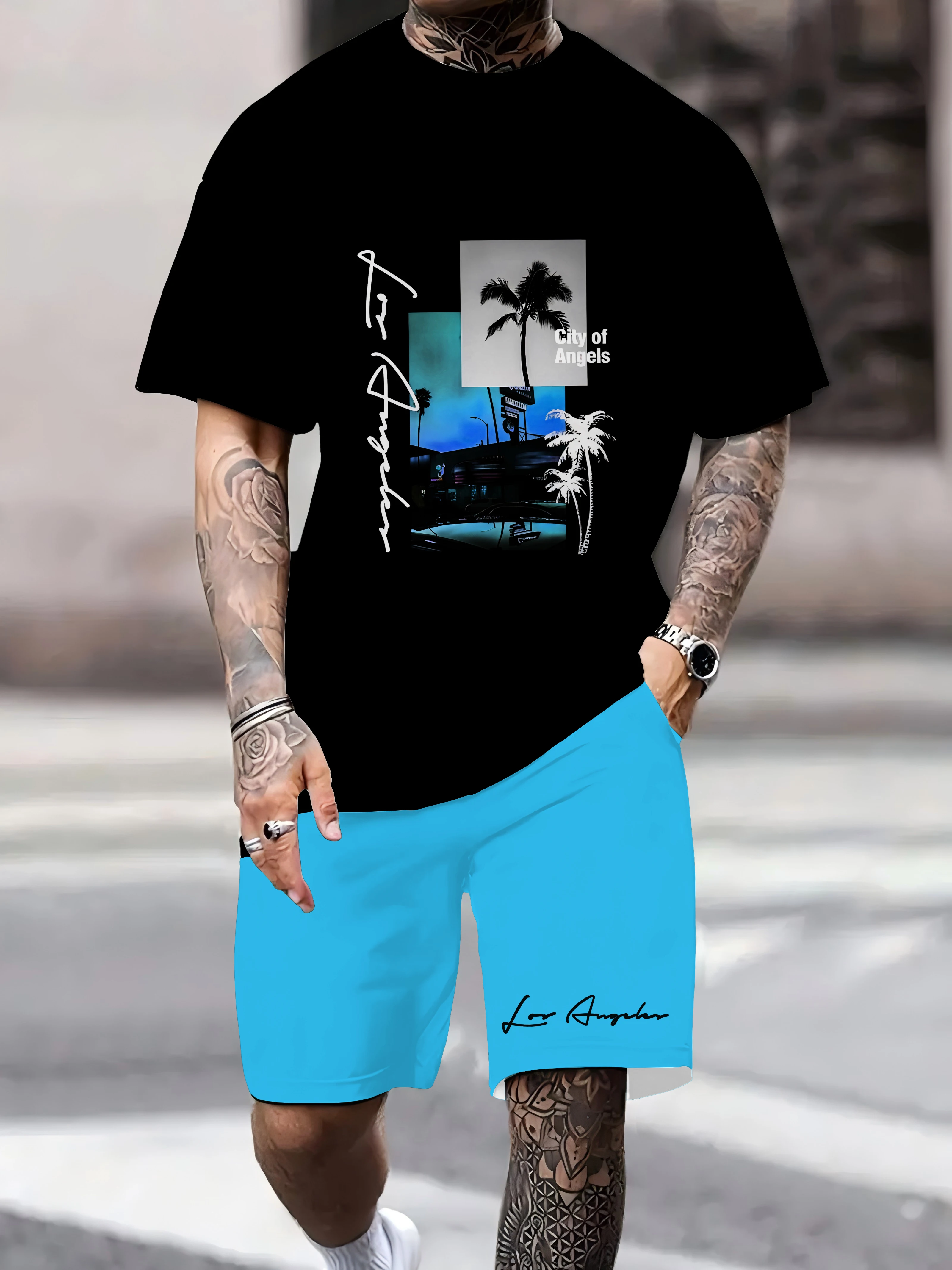 

The 2025 summer new men's set 3D Hawaiian Print two-piece beach vacation is lightweight and breathable