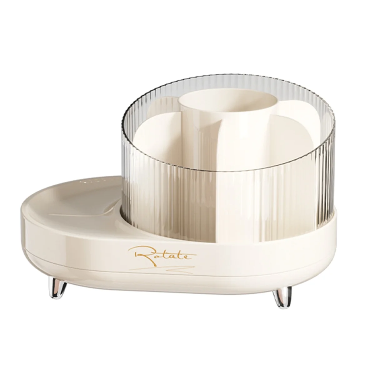 

Makeup Brush Holder Organizer, 360° Rotating Makeup Organizer Countertop,7 Slot Clear Spinning Make Up Brushes Storage