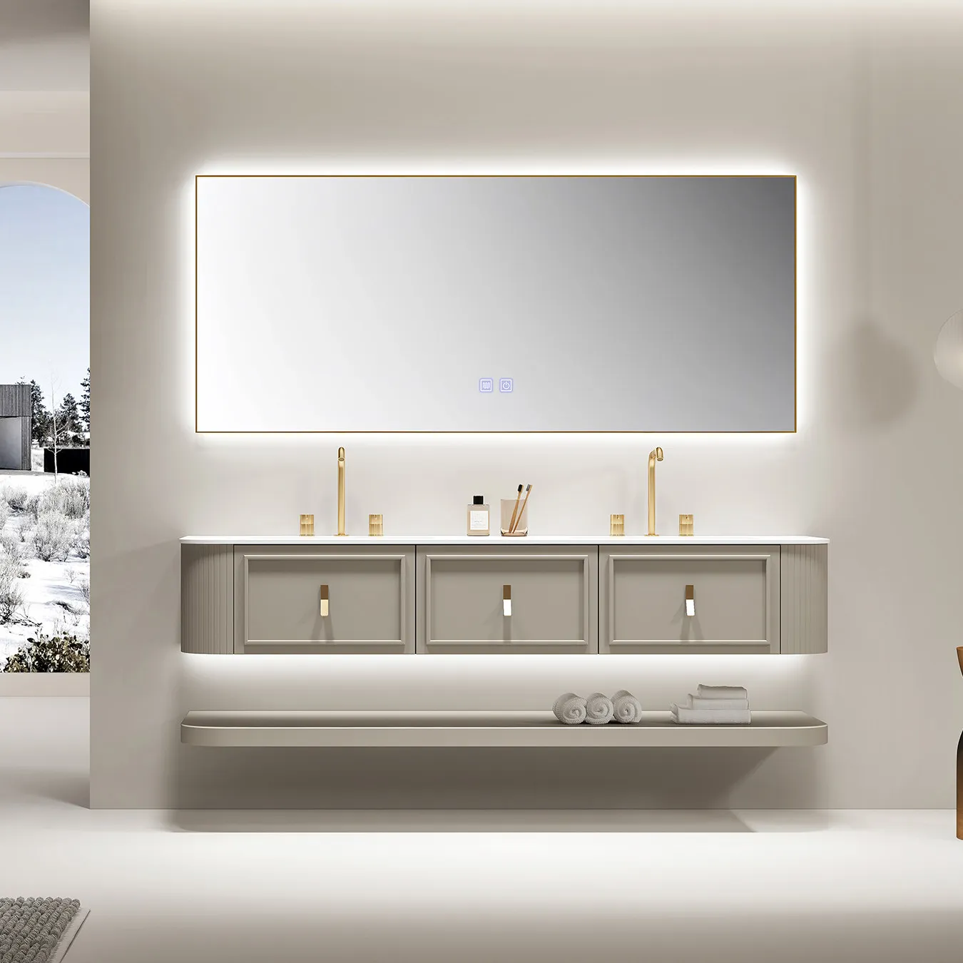 

Bathroom cabinet, bathroom cabinet, light luxury and simple style combination hand wash basin