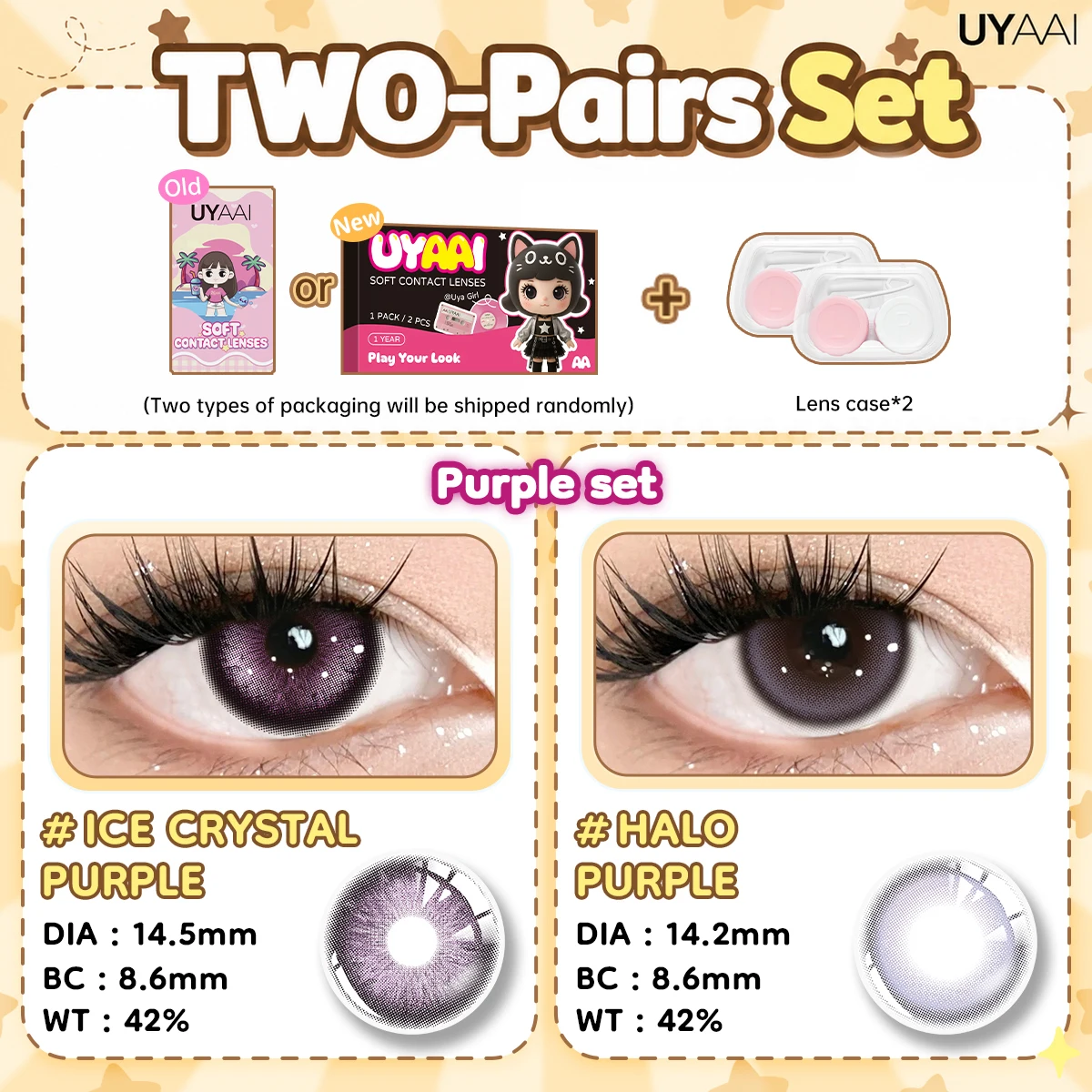 UYAAI [2 Paar Set] Farbkontaktlinsen für Damen, Make-up, grüne Linsen, natürliche graue Pupillen, kosmetische braune Kontaktlinsen, schwarze Linsen – Detail 12