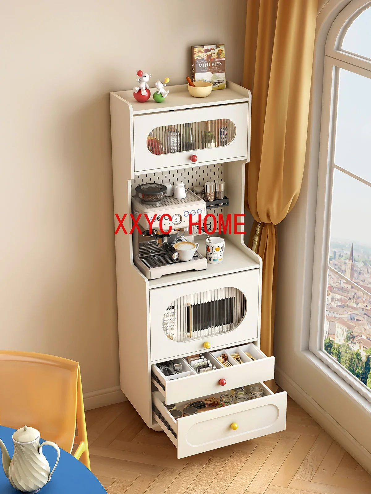 Cream Style High Sideboard Modern Minimalist Storage Multifunctional