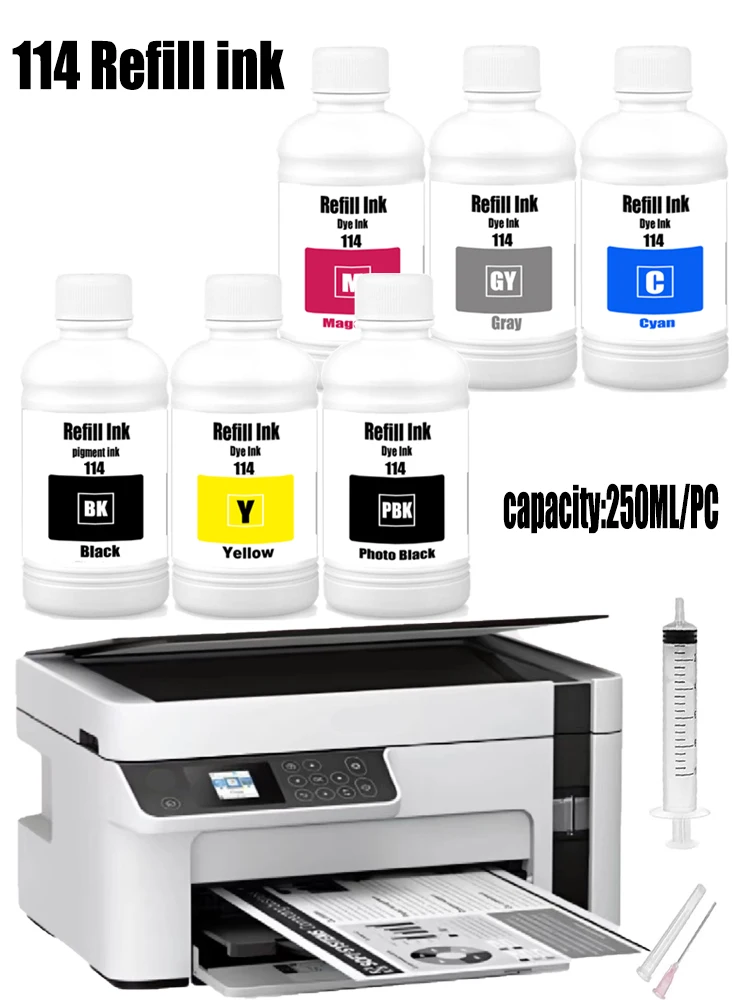 114  Pigment Ink Dye Ink For Epson EcoTank  ET-8550 ET-8550 Printer 250ML