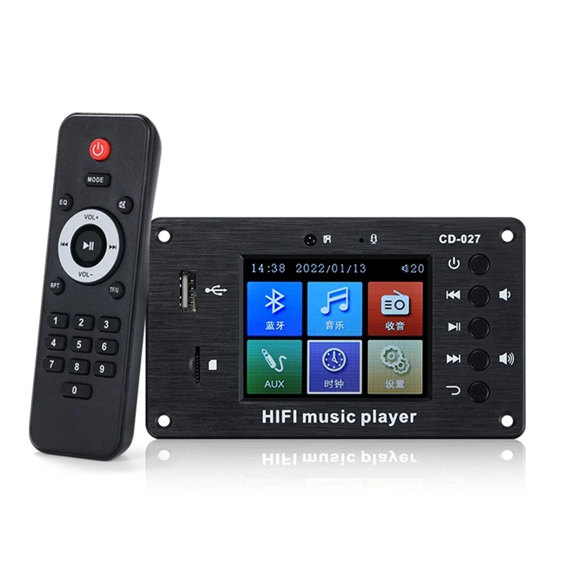 AA58 2.8-Inch Color Screen Bluetooth 5.1 Car Synchronization Lossless Decoding Board Time Alarm Clock Fm Audio Decoder