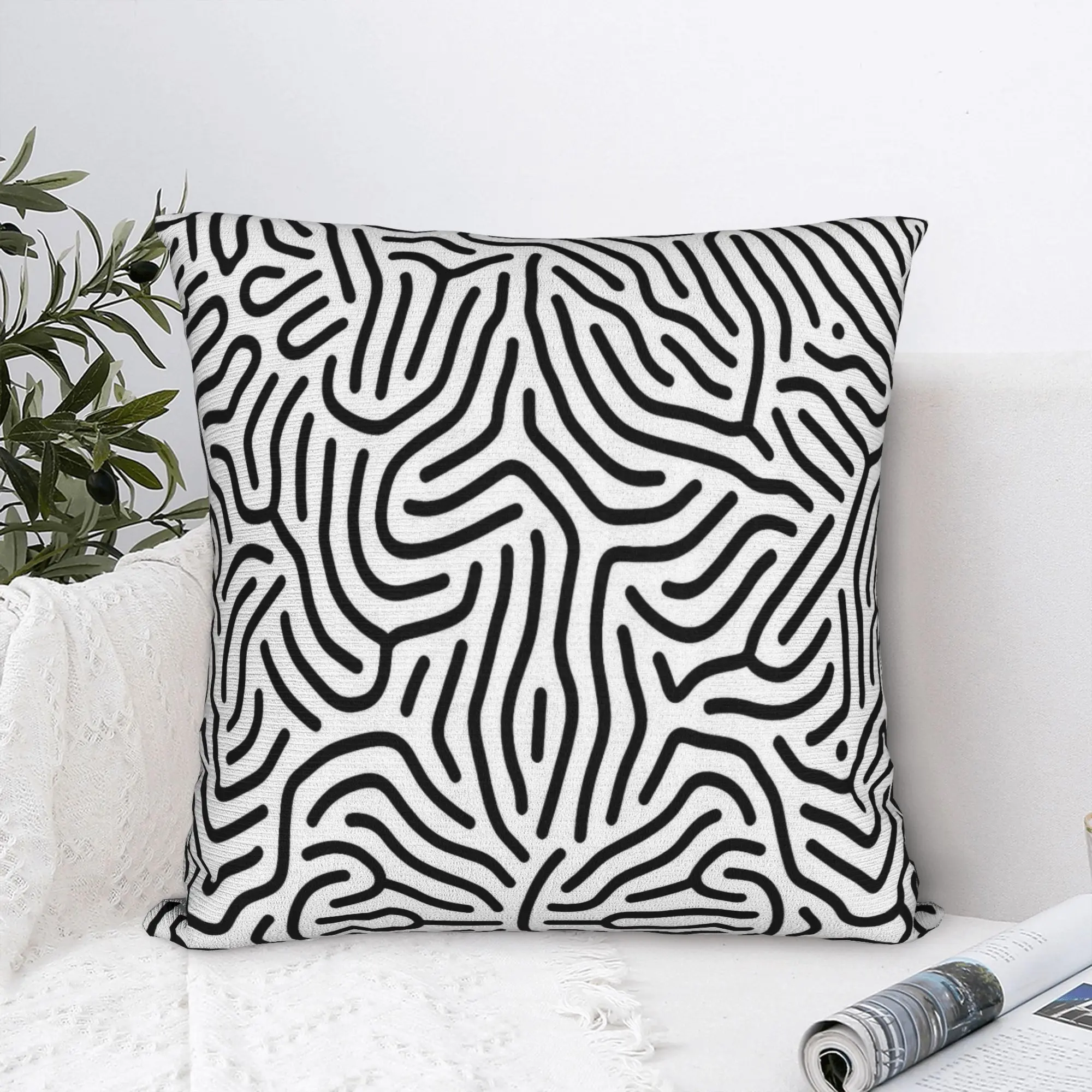 Yayoi K-Kusama Black Lines Pillowcase Printing Cushion Cover Decoration Abstract Art Throw Pillow Case Cover Home Drop Shipping