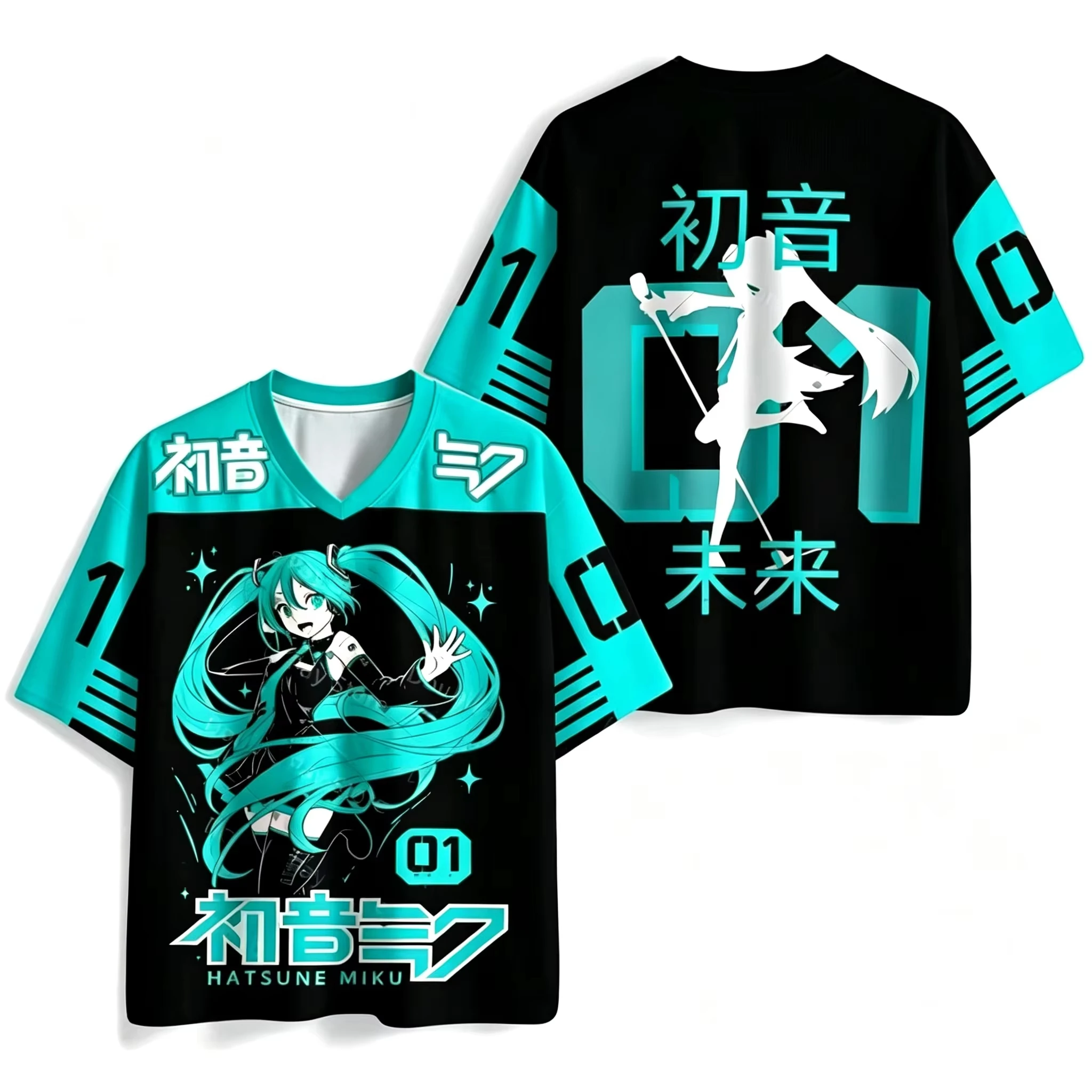 Hatsune Miku No. 01 Jersey T-shirt for Men and Women 3D Full Print Street Style Y2K Anime Short Sleeve Fan Casual Summer Top
