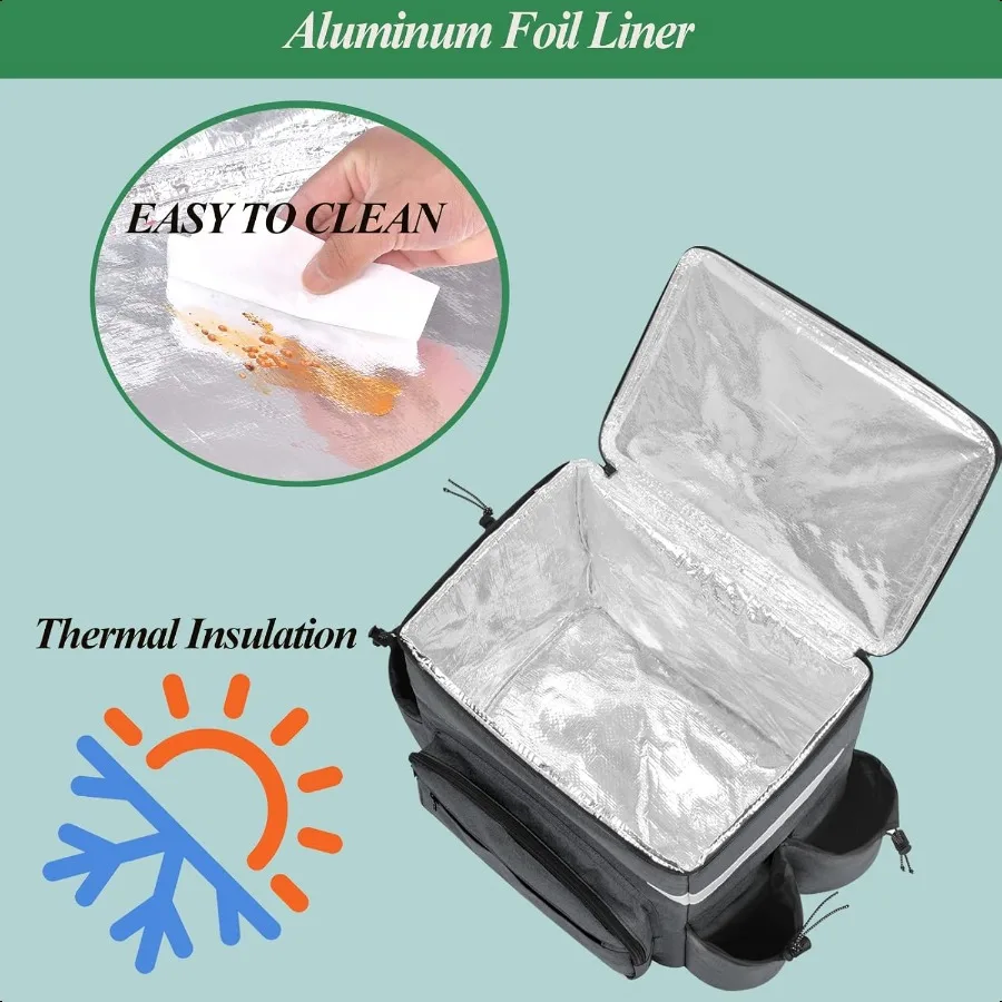 Mochila para entrega de alimentos, bolsa para entrega de pizza, bolsa isolada para entrega com porta-copos, mochila para entrega com placas de porta para bicicleta d