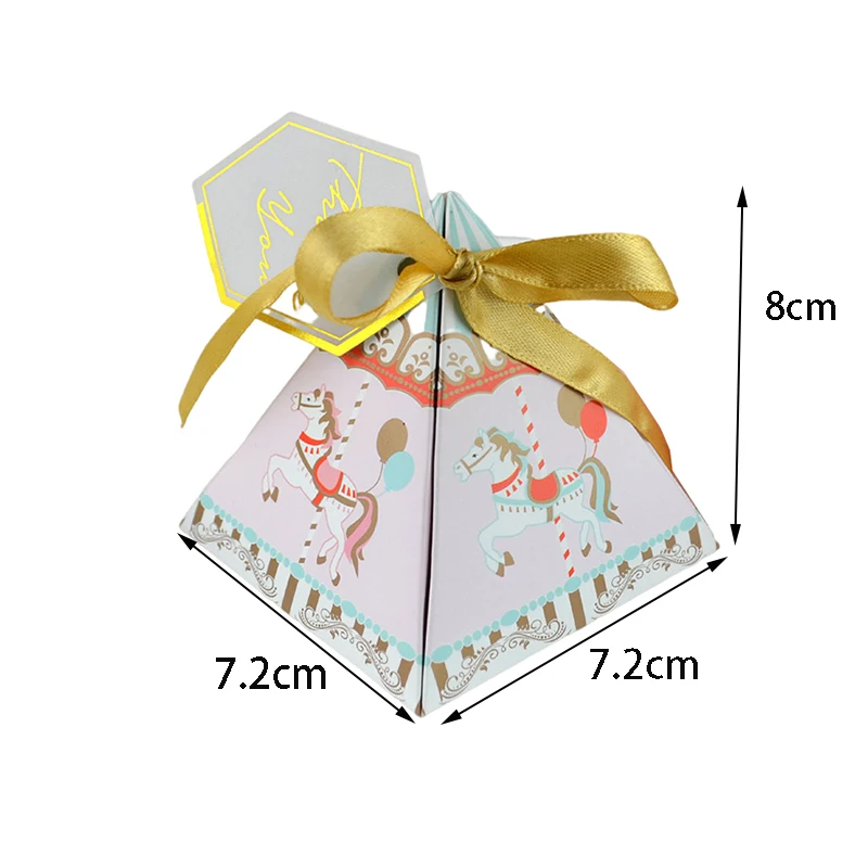 10/20/50pcs Carousel Candy Box Paper Chocolate Favor Gift Boxes Packaging Bag With Ribbon Tag Wedding Birthday Party Decoration