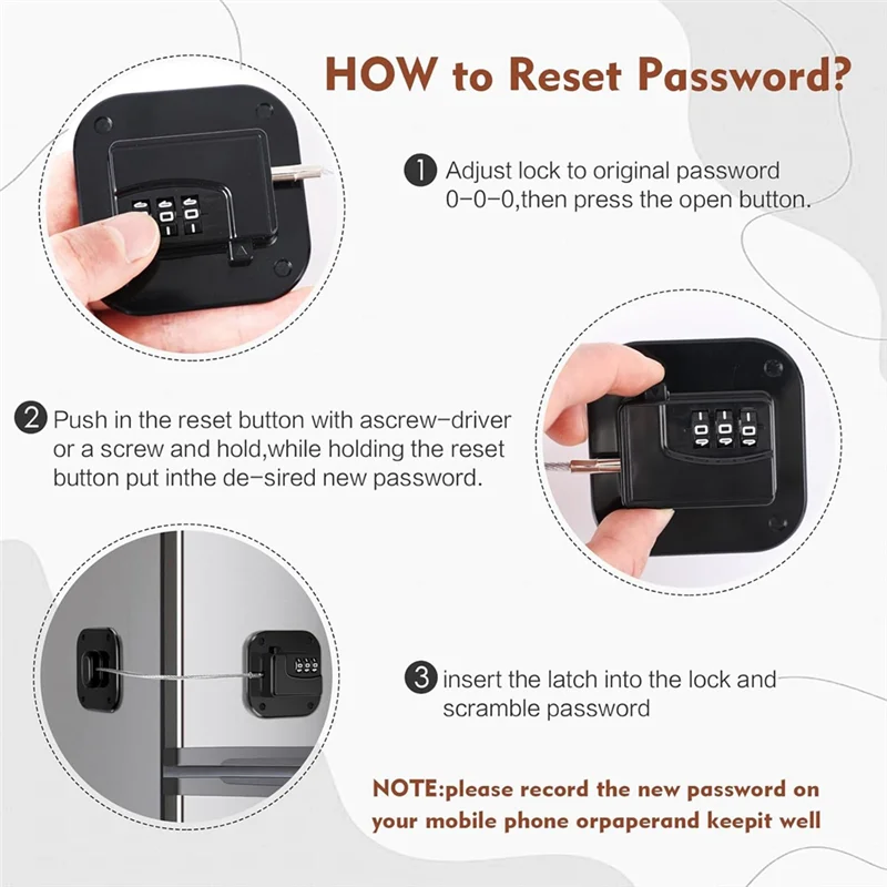 A003 Refrigerator Lock, Combination Lock For Refrigerator Cabinets, Drawers, Heavy Duty Fridge Lock, Safety Lock