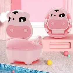 1Pcs Children's Toilet Baby Potty Urinal Cartoon Cows Design Portable Toilet Seat with Cover Toddler Kids Potty Training Seat