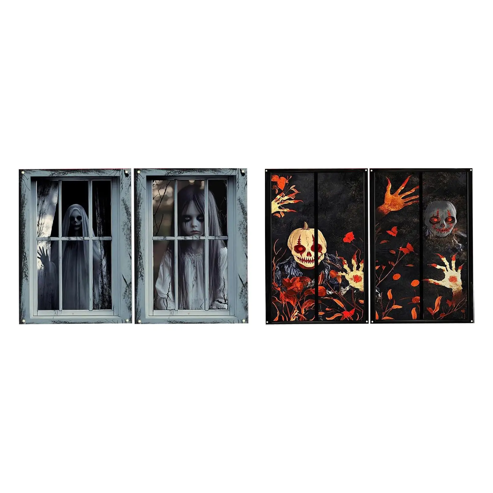 2x Halloween Window Decoration Party Decoration with Rope Halloween Window