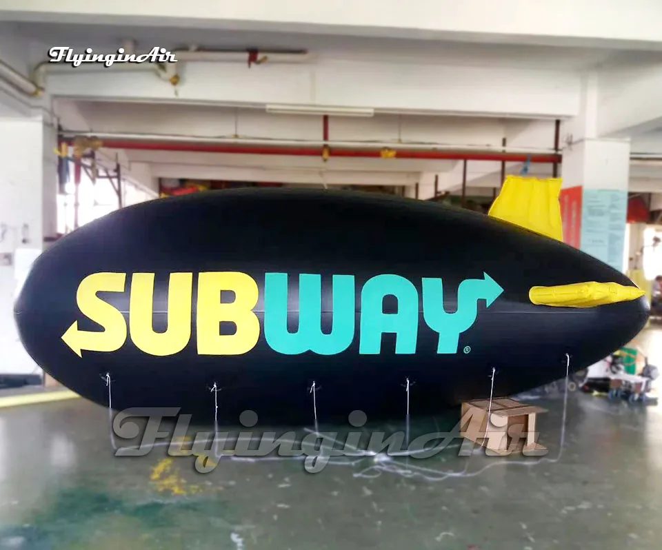 Outdoor Advertising Inflatable Zeppelin Helium Balloon PVC White Flying Blimp Air Blow Up Airship For Parade Show