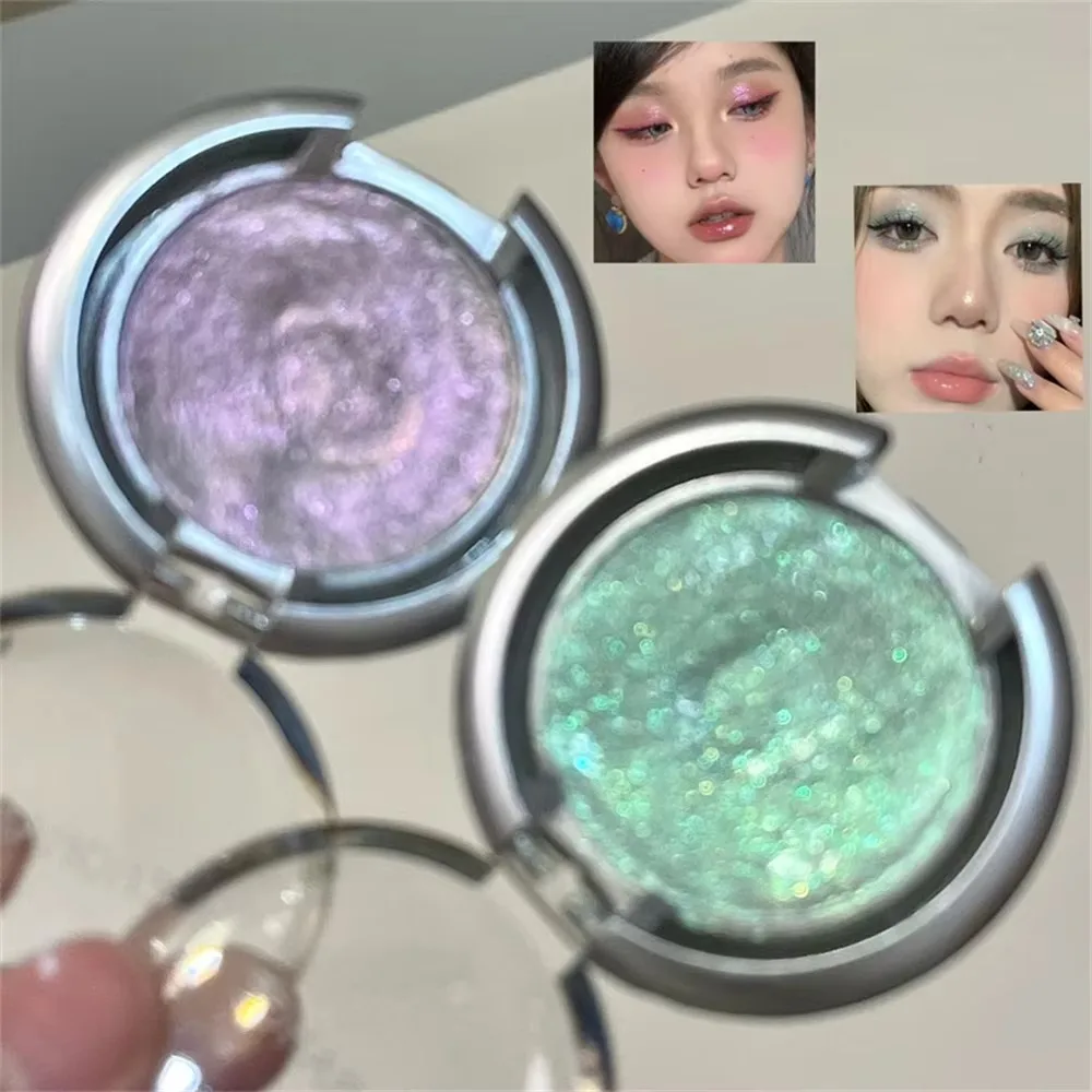 Paleta de sombras de ojos monocromáticas con purpurina de diamante, resaltador duradero con lentejuelas, brillo resistente al agua