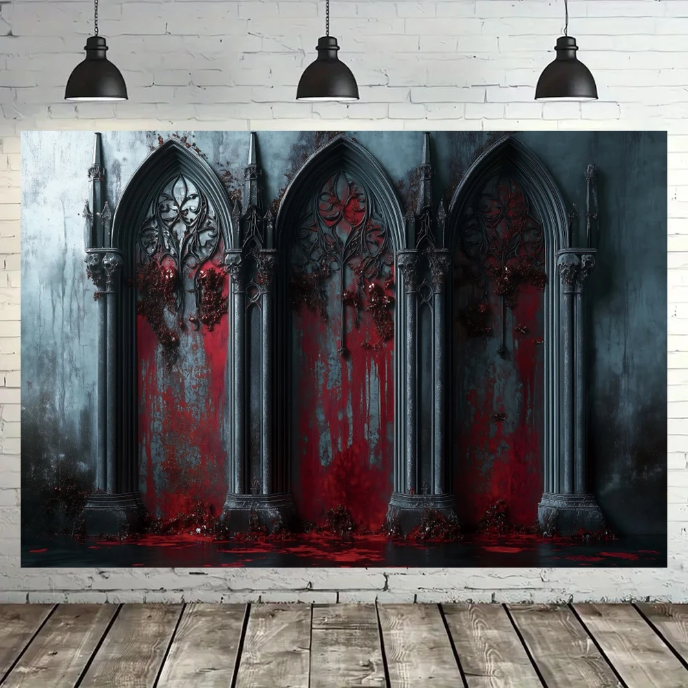 هالوين الديكور صور الخلفيات خمر القلعة الحمراء جدار الهياكل العظمية الكبار صورة عيد ميلاد الأسرة الأصدقاء خلفيات الحفلات