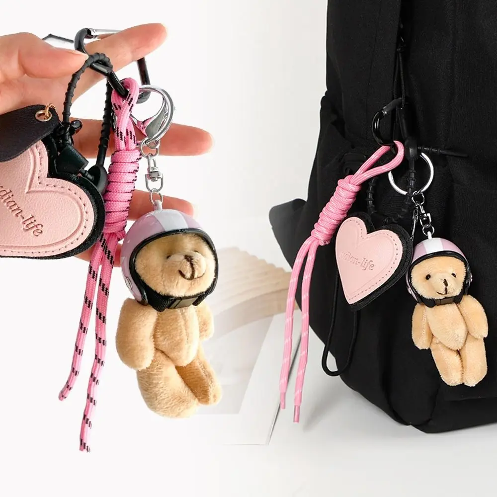 Kawaii amor casco oso muñeca colgante relleno moda parejas llavero creativo bolsa decoración bolsa Accesorios