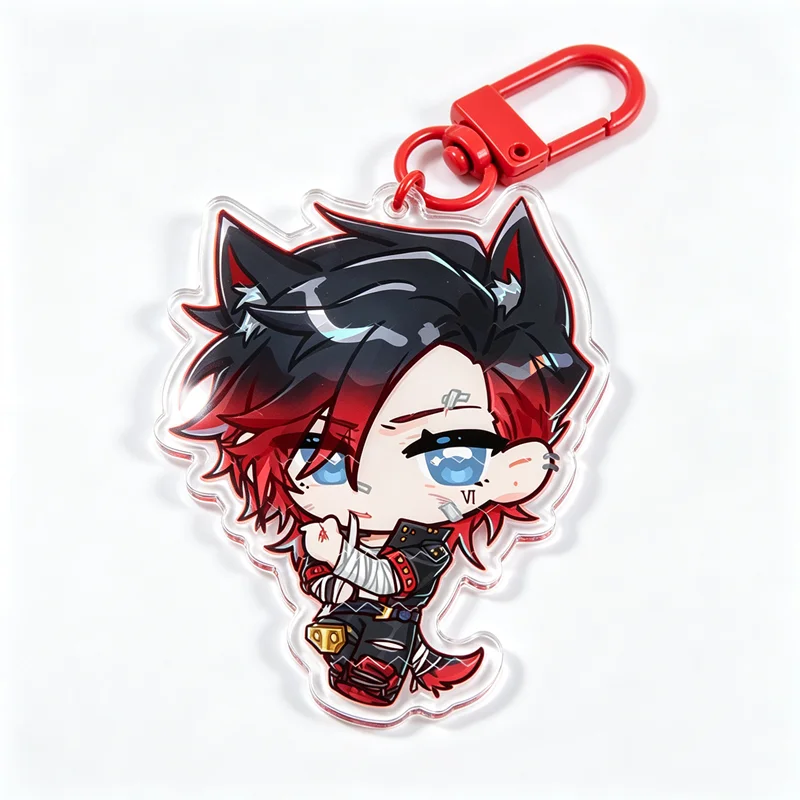 Cute Furry Cat Ears Boy Acrylic Key Ring Fantasy Knight Warrior Chibi Cartoon Character Color Matching Buckle Handbag Decor Cosp