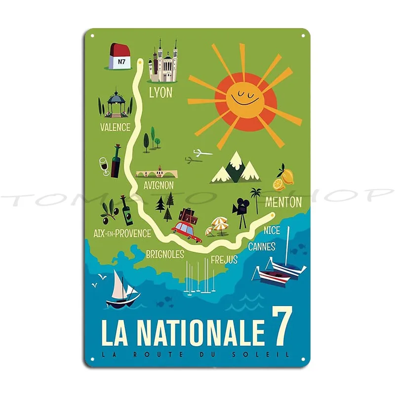 Route Du Soleil Metal Sign Poster Wall Cave Custom Decorationcharacter Tin Sign Poster