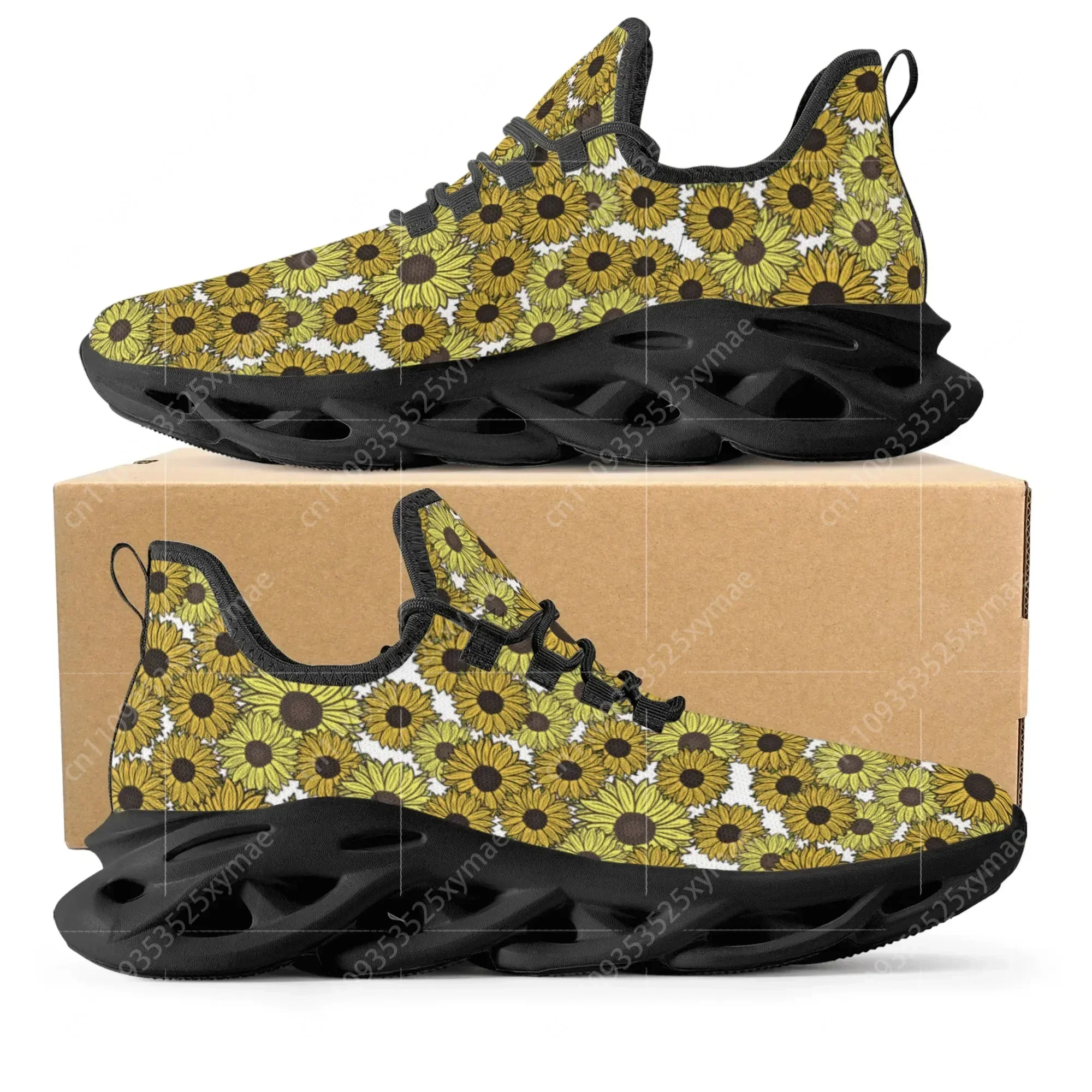 

Sunflowers Print Design Fashion Funny Sneakers Men Women Teenager Breathable Mesh Casual Running Shoes Lace-Up Basketball Shoe
