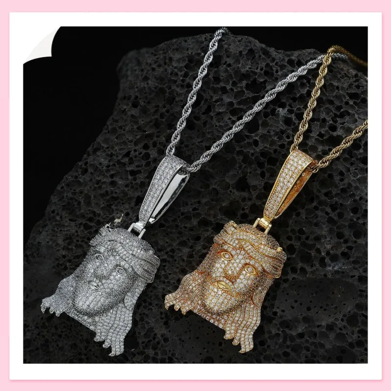 

Классический ретро-кулон-портрет, модный и универсальный, высококачественное ожерелье в стиле хип-хоп из меди с цирконием, напрямую от производителя