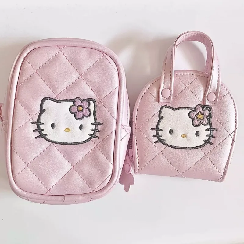 Bolsa de almacenamiento de Hello Kitty para niñas, bolso de mano de Anime Kawaii Sanrio, Cartera de moda de gato Kt de dibujos animados, regalos encantadores