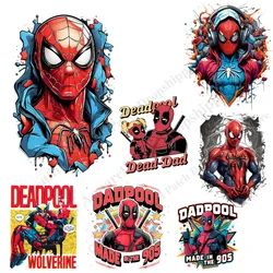 Spiderman Deadpool Superhero Cartoon Applique Iron-On Transfers for Clothing Stickers Thermal Heat Transfer Patch on Clothes