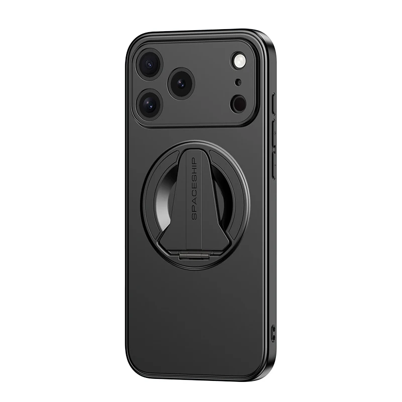 

Fashion Solid Color Phone Case For iphone 17 Pro Max Air Magnetic Holder PC Hard Shell Protective Shockproof Back Cover