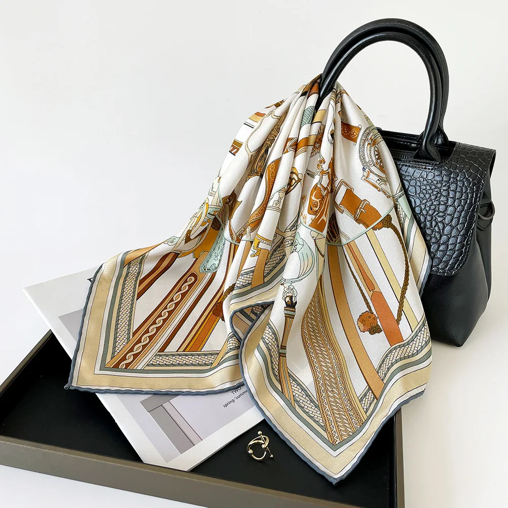 

New luxury silk scarf 64 × 64cm double-sided printed small square scarf, fashionable mulberry silk small square scarf, high-end