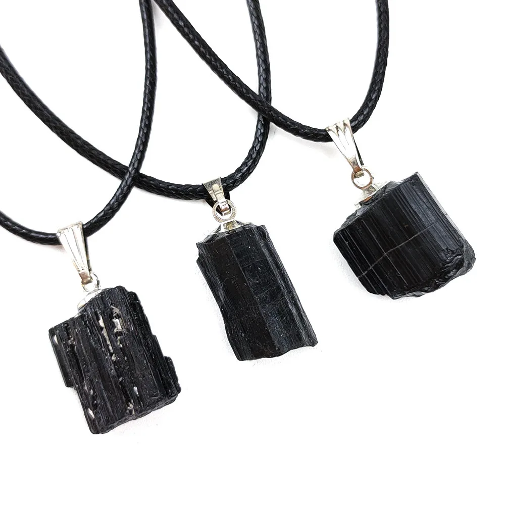 1PC Natural Crystal Black Tourmaline Raw Stone Unpolished Gem Pendant Necklace Quartz Jewelry for Man Gifts Home Decor Crystals