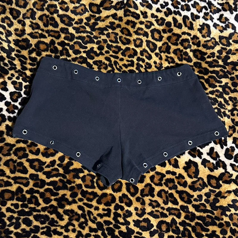 Black casual fashion willow nail print Y2K sexy slim fit versatile low waist Gothic hip-hop street men's and women's fashion emo