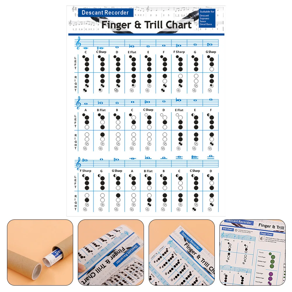 

Bass Clarinet Fingering Chart Chord Practice Tool Flute Student Notes 157g Coated Paper Clear for Beginners