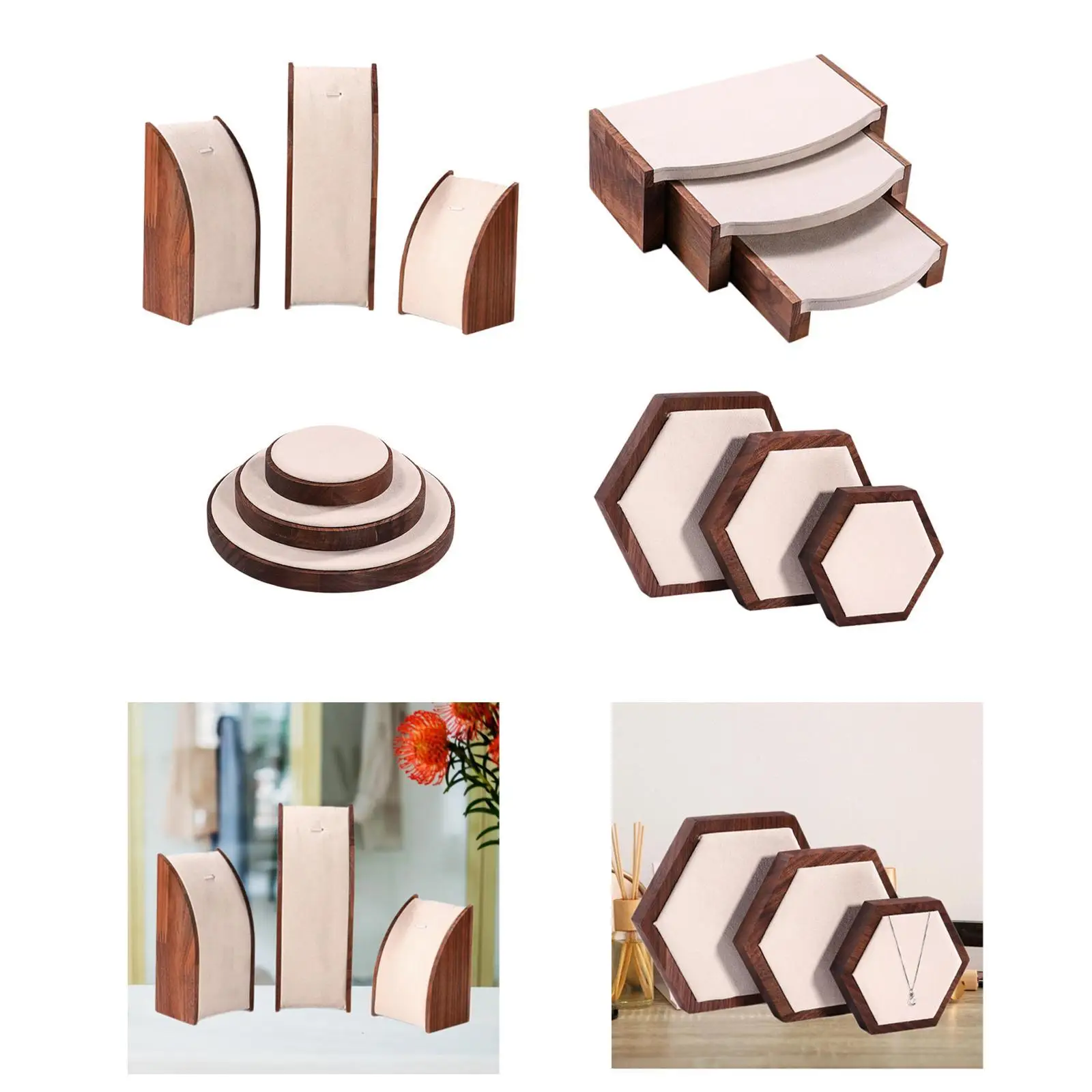

Набор из 3-х подставок для ювелирных изделий для женщин, подарочный настольный органайзер из орехового дерева для магазинов