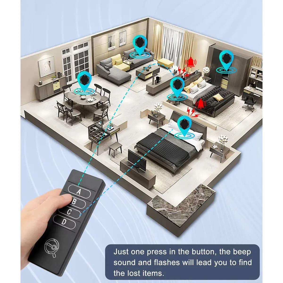 

Okay Wireless Key Finder Key Locator Pet Tracker Wallet Tracker Remote Control Wireless Finder 1 Transmitter 4 Receiver