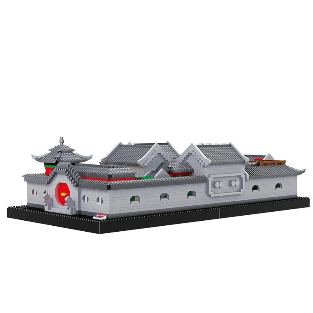 MOC Retro Haus Viereck Dwellings Baustein Set Traditionelle Siheyuan Architektur Spielzeug Für Kinder Geburtstag Urlaub Geschenk