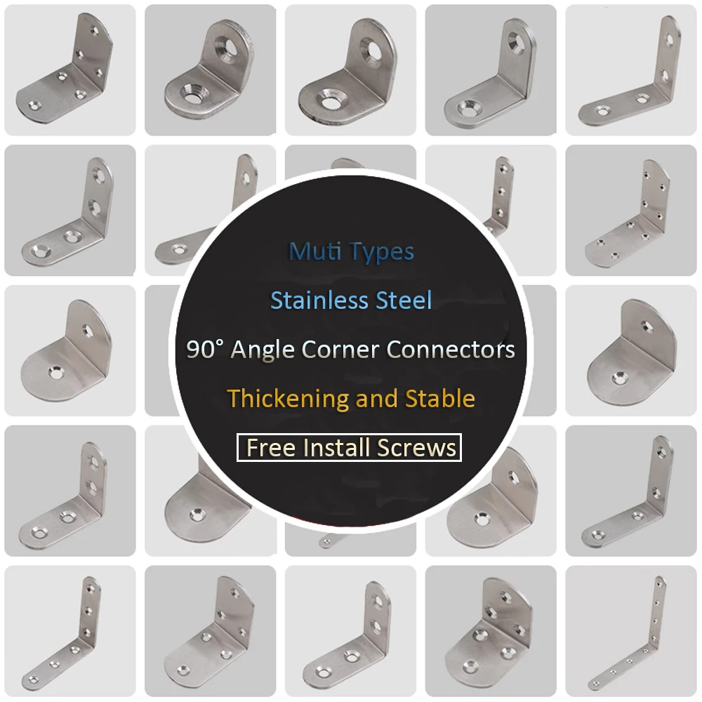 Stainless Steel 90° Angle Corner Thicken L Type Corner Connector Fixing Angle Iron Shelf Supports Table And Chair Connectors