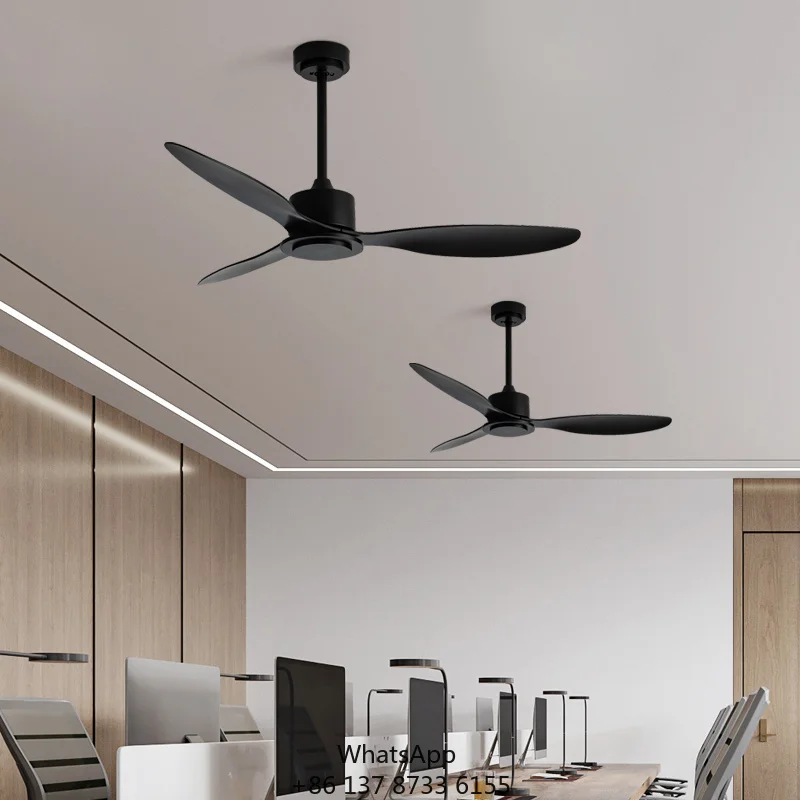Model 681 42-Inch Metal Ceiling Fan 3-Speed DC Motor Remote Control Energy Conservation Wood Grain/Black Blades-Hotel