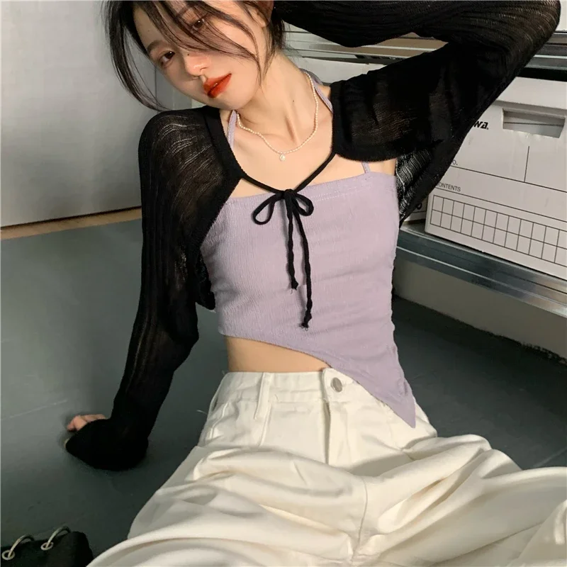 الجوف خارج تجاهلت النساء الدانتيل متابعة اقتصاص تريكو الشمس واقية كل مباراة الصلبة بوليرو العطاء مثير Ins كم طويل الحياكة ملابس خارجية