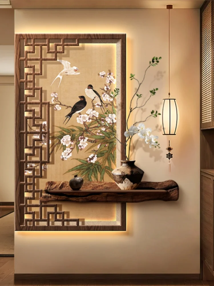 The decorative mural lights in the new Chinese style living room and lobby have a luxurious feel, and the corridor is decorated