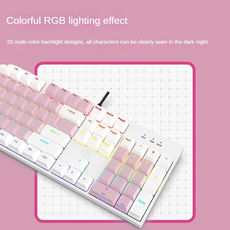 87 Key Wired Mechanical Keyboard With Blue Switches For Gaming And Double Pinyin Input Featuring Full Anti Ghosting And No Confl