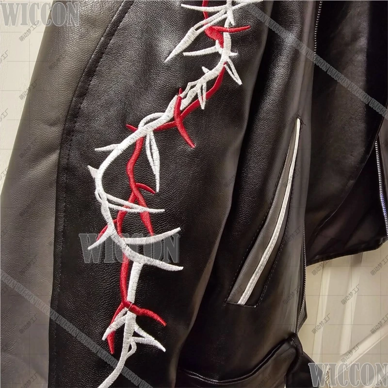 سترة سوداء من البولي يوريثان لعبة سيلوس دراجون الحب والفضاء معطف تنكري قميص أسود ملابس رجالية شعر مستعار فضي للهالوين نافيداد كرنفال #5