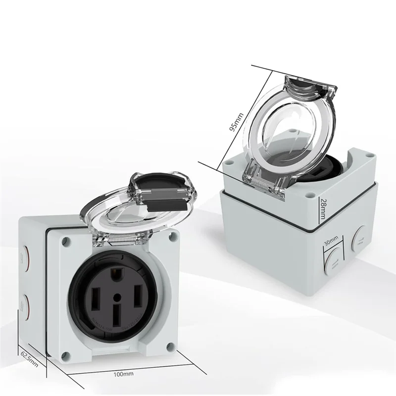 

THIVN-50Amp Outdoor Power Outlet Box, NEMA 14-50R 125/250Volt Receptacle For Electric Vehicles, Dustproof And Weatherproof