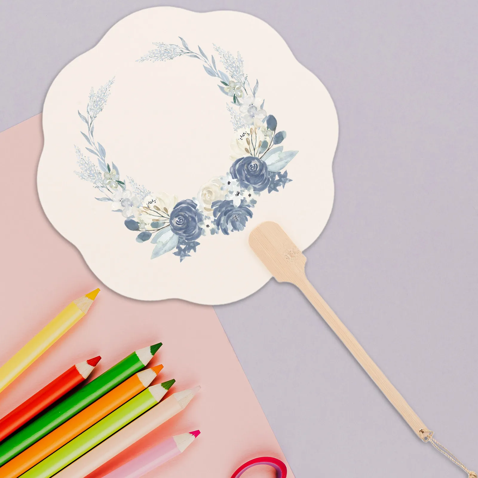 

3Pcs Handheld Blank Folding Fan Made of Rice Paper Ideal for DIY Fan Painting Craft Projects Kids Summer Activities Family