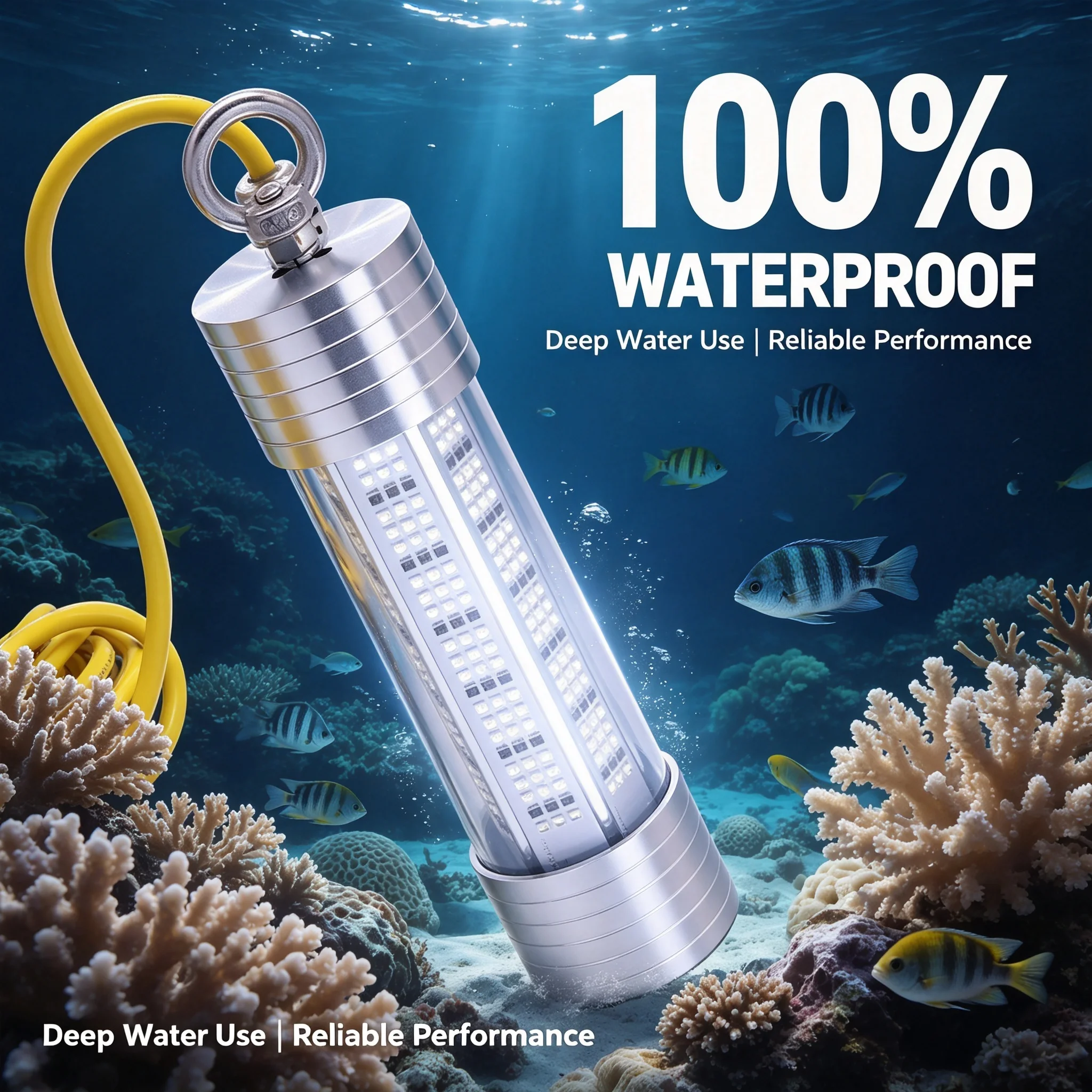 200W Grüne Unterwasser-Angellampe LED Tauchbare Nachtangel-Lampe Fischlocklicht aus Aluminiumlegierung für Salzwasser – Detail 8