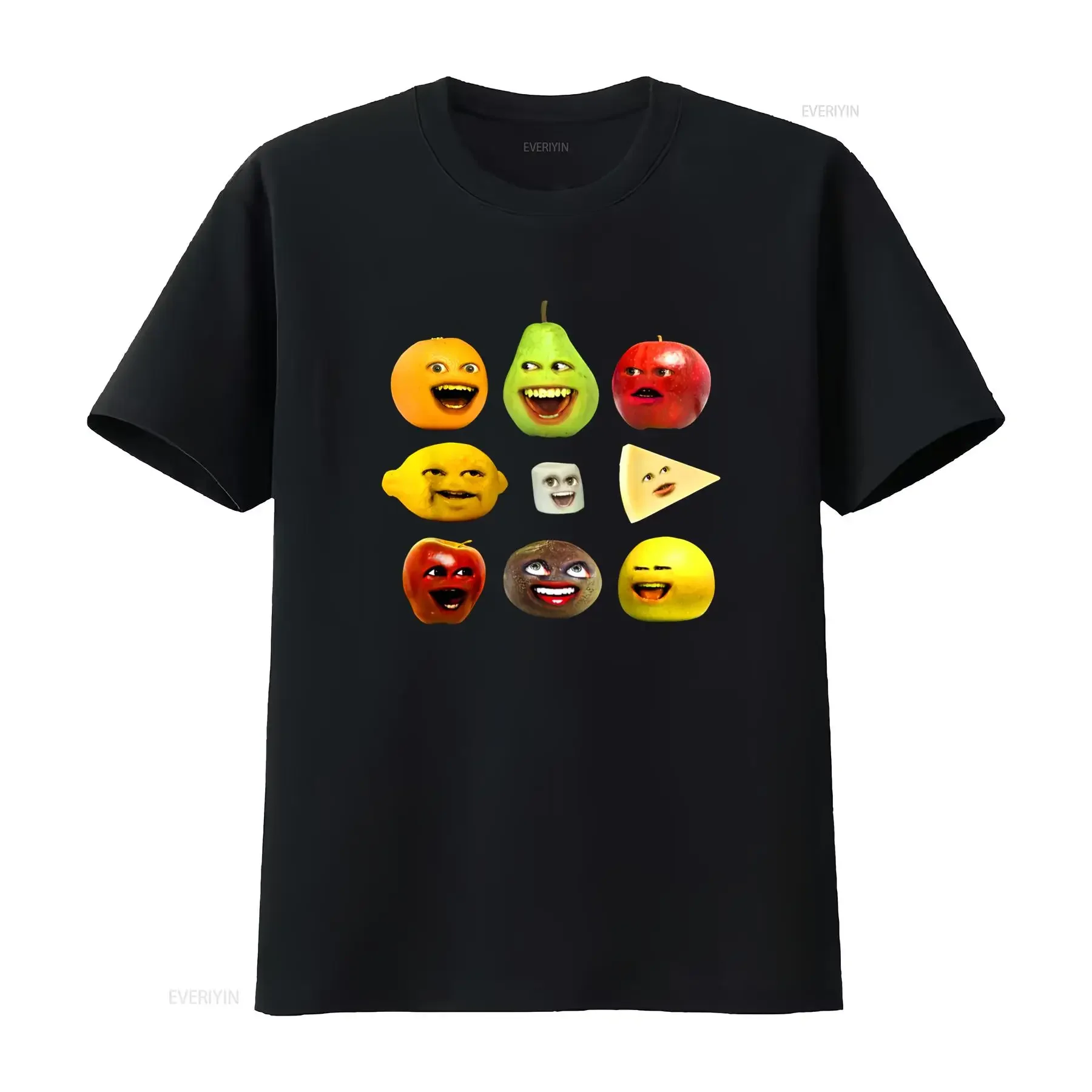 Women s Annoying Orange and Characters T Shirt Black vintage Washed Stylish Casual fashion graphic Slightly
