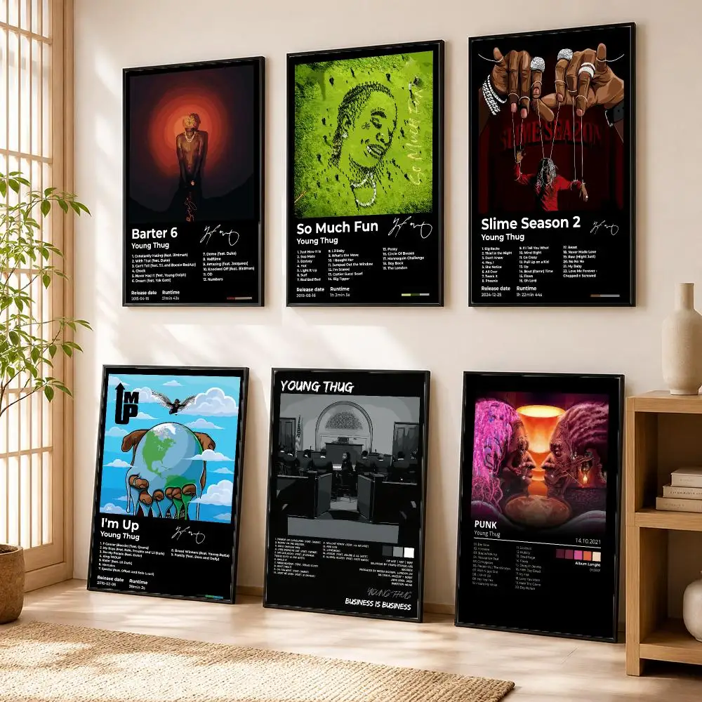Album Young T-Thug Poster Stickers HD Painting Self-Adhesive Art for Bedroom Living Room Home Decor Wall Decals Gift