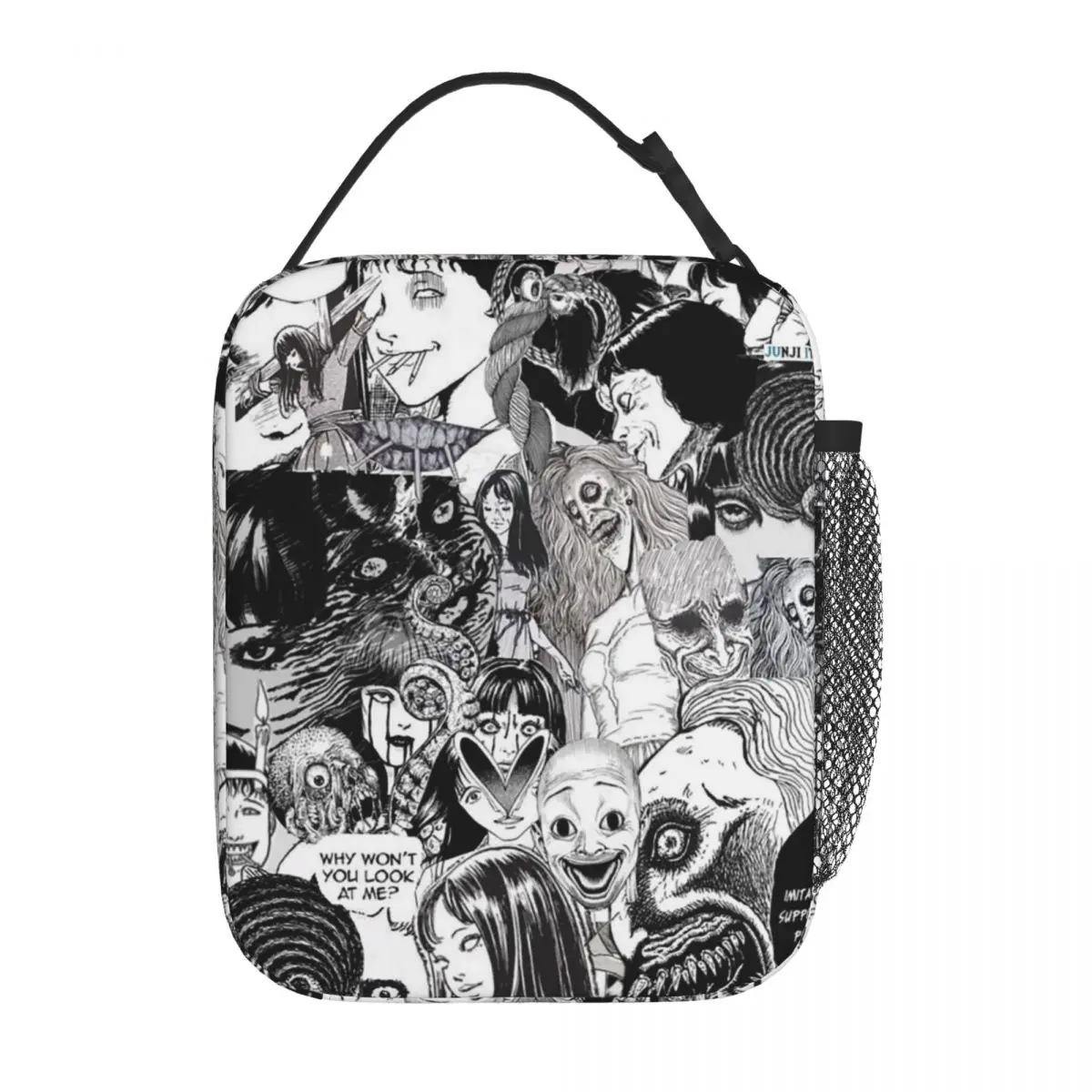 Tomie Junji Ito Horror Anime Comic Pattern Insulated Lunch Bag for Women Kids Portable Food Boxes Thermal Lunch Box Tote