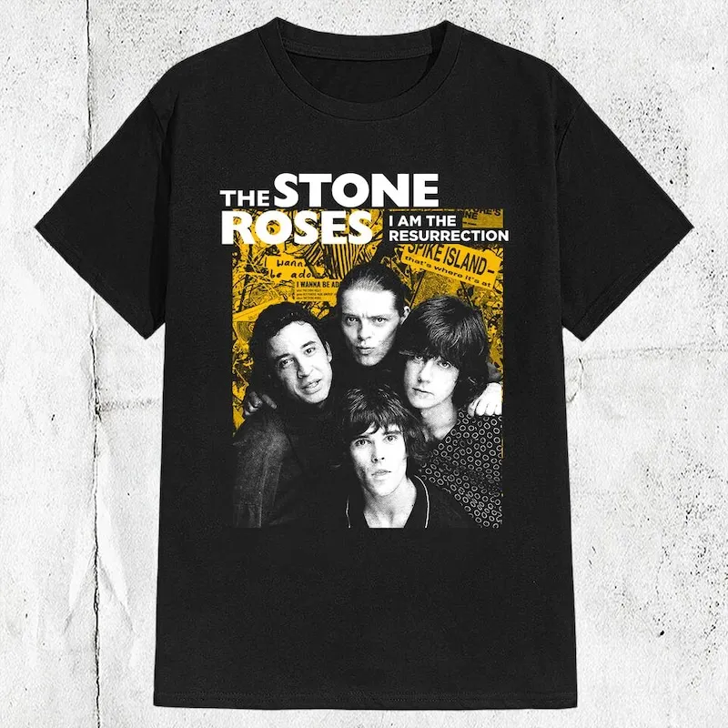 80s 90s The Stone Roses Band T-shirt ,Graphic Short Sleeve Crew Neck Cotton T-Shirt