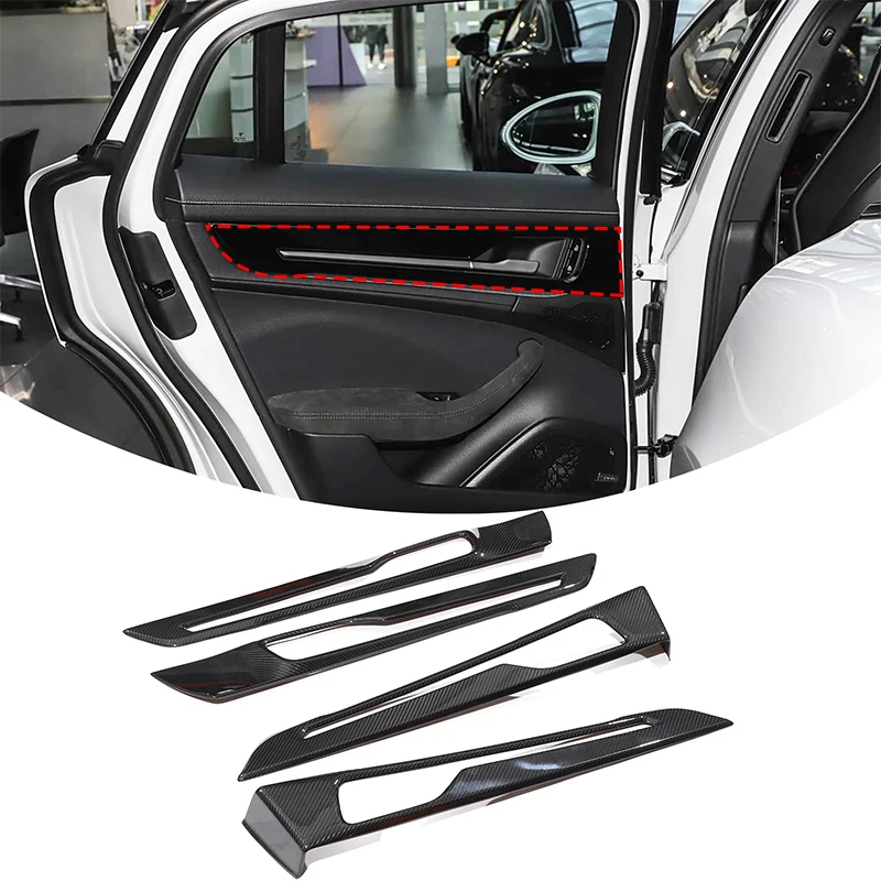 For Porsche Panamera 976 2024-2026 Real Carbon Fiber Car Inner Door Panel Trim Frame Cover Sticker Car Interior Accessories