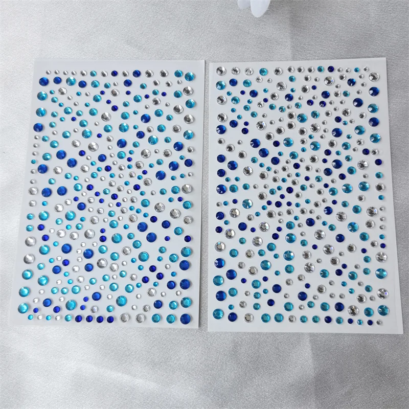 1set 1-2Pcs Blue Multi-spec Gem Stickers DIY Eyes Jewels Stickers Performance Party Concert  Wedding Makeup Gifts Fake Tattoos