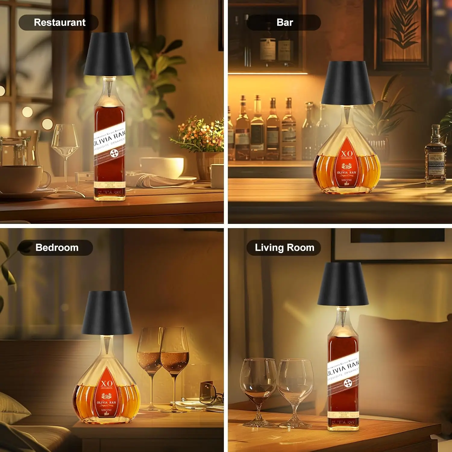 Drahtlose Weinflaschenlampe Typ C Lade Touch Control Weinflaschenlicht Dimmen LED Tischlampe Bar Café Atmosphäre Nachtlicht – Detail 4