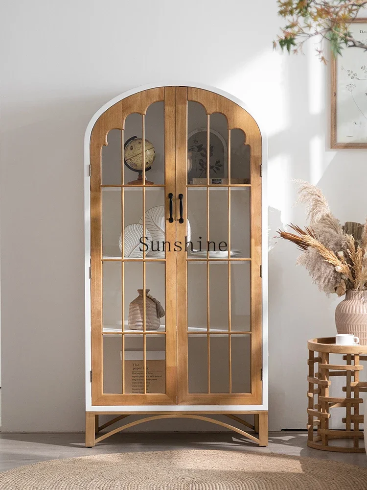 Mobile da pranzo in legno massello francese log wind mezza altezza multi-strato storage soggiorno retro entry cabinet